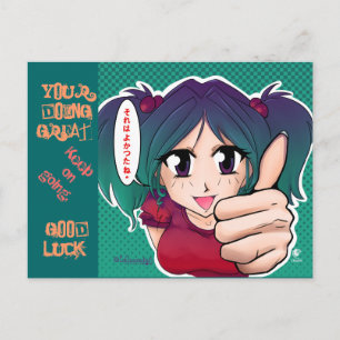 Manga fille avec pouce vers le haut - carte