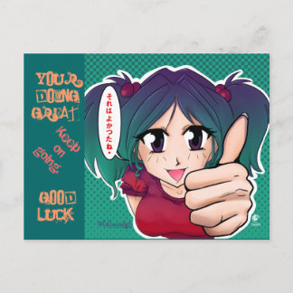 Manga fille avec pouce vers le haut - carte