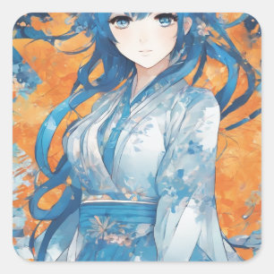 Manga girl sticker leu