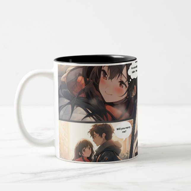 Manga mini story 'will you marry me' Two-Tone coffee mug (Left)