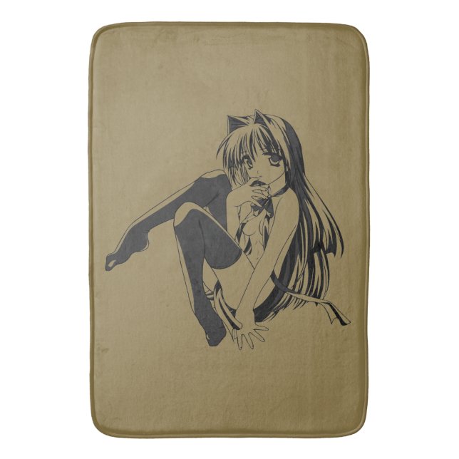 Manga, Neko Catgirl Furry Kawaii Loli Bath Mat (Front Vertical)