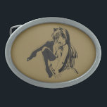 Manga, Neko Catgirl Furry Kawaii Loli  Belt Buckle<br><div class="desc">The image is a manga-style pin-up that smolders with the playful allure of a seductive neko girl. With a wink that promises mischief, she leans in, her long, flowing hair cascading down like a silken waterfall that caresses her curvaceous figure. Playful features, accented by a pair of cat-ear styled locks,...</div>
