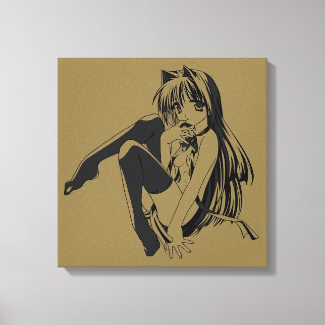 Manga, Neko Catgirl Furry Kawaii Loli  Canvas Print (Front)
