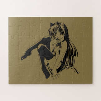 Manga, Neko Catgirl Furry Kawaii Loli Jigsaw Puzzle