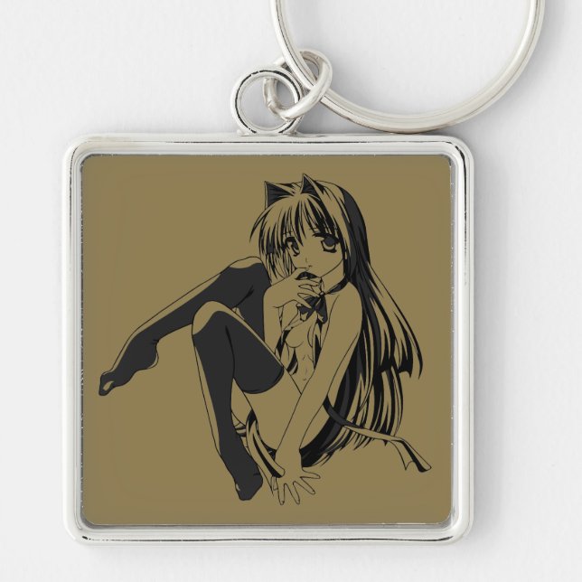 Manga, Neko Catgirl Furry Kawaii Loli  Keychain (Front)