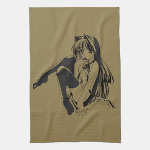 Manga, Neko Catgirl Furry Kawaii Loli Kitchen Towel