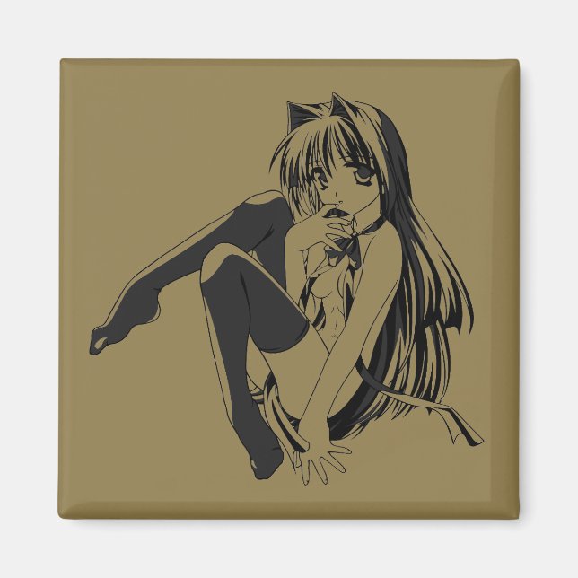 Manga, Neko Catgirl Furry Kawaii Loli  Magnet (Front)