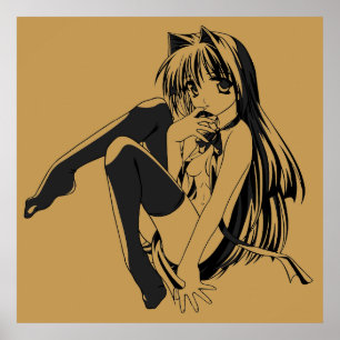 Manga, Neko Catgirl Furry Kawaii Loli Poster