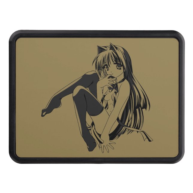 Manga, Neko Catgirl Furry Kawaii Loli  Trailer Hitch Cover (Front)