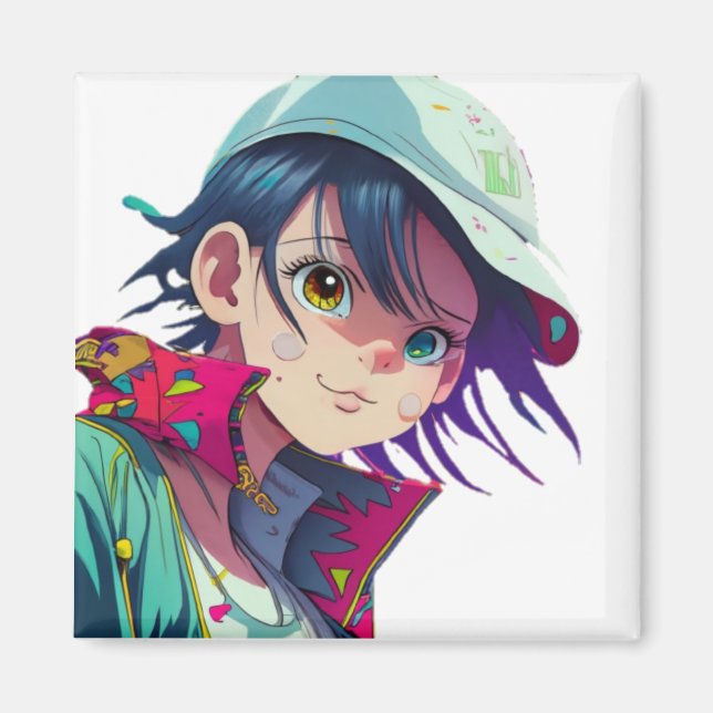 manga pop art lovers pop lovers cartoon magnet (Front)