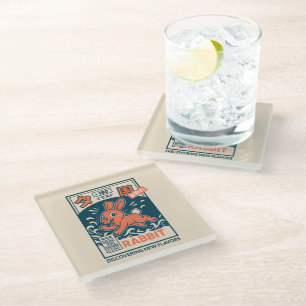 Manga Rabbit Glass Coaster