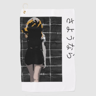 Manga-shaped design with word goodbye in Japanese Golf Towel