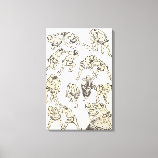 Manga: studies of gestures and postures of wrestle canvas print (Front)