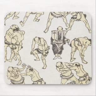Manga: studies of gestures and postures of wrestle mouse pad