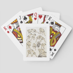 Manga: studies of gestures and postures of wrestle playing cards