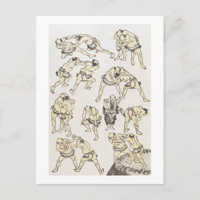 Manga: studies of gestures and postures of wrestle postcard (Front)