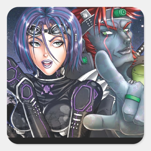 Manga Warriors Square Sticker (Front)