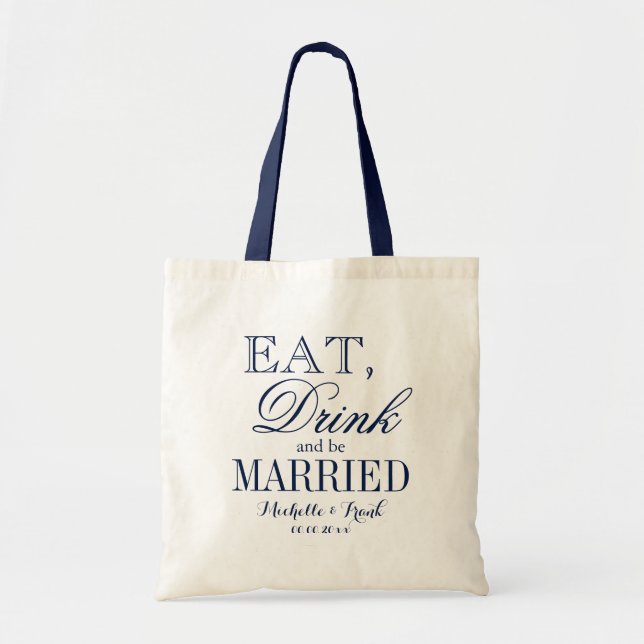 Mange boire et être marié sacs fourre-tout mariage (Devant)