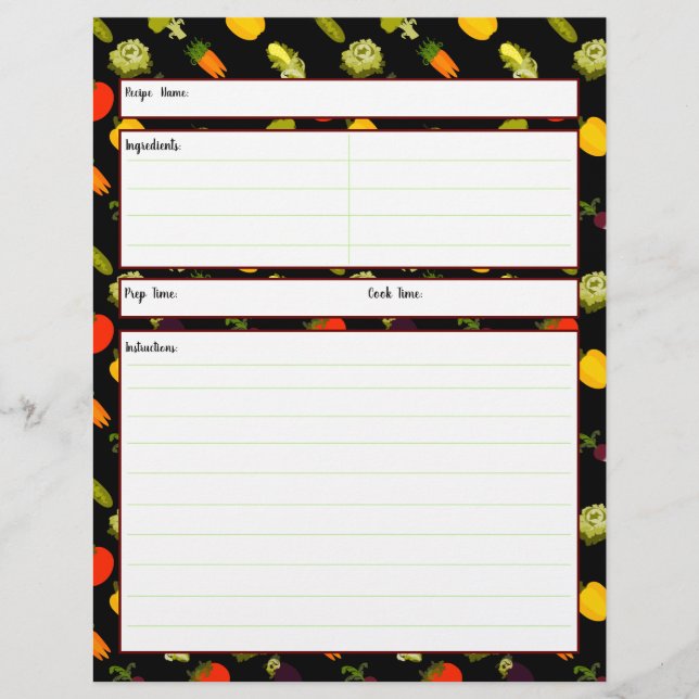 Mange ta feuille de recettes Légume (Devant)