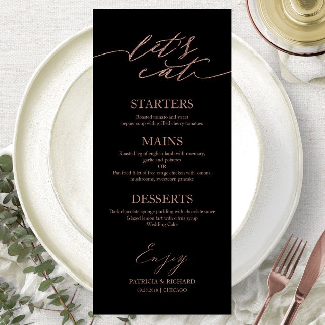 Mangeons Chic Script Mariage Carte Menu Pour Plaqu (Créateur téléchargé)