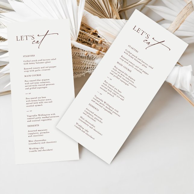 "Mangeons" Élégant menu Mariage noir et blanc (Créateur téléchargé)