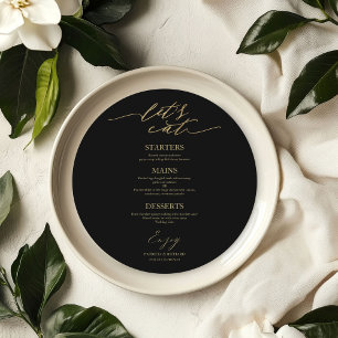 Mangeons la carte de menu Mariage rond pour plaque