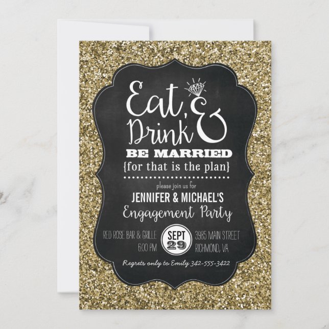 Manger, boire et être marié Engagement Invitation (Devant)