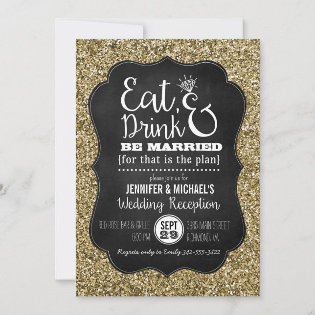 Manger, boire et être marié Invitation de réceptio (Devant)