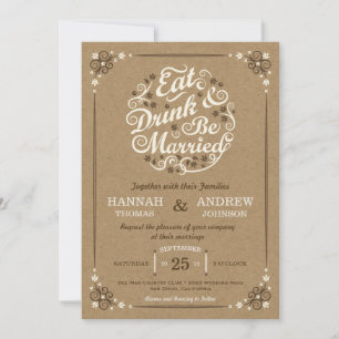 Manger, boire et être marié Invitation Kraft de ma