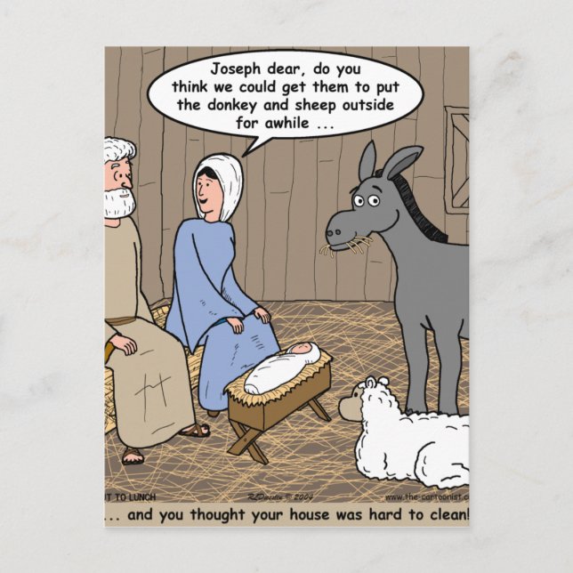 Manger Danger Nativity Scene Holiday Postcard (Front)