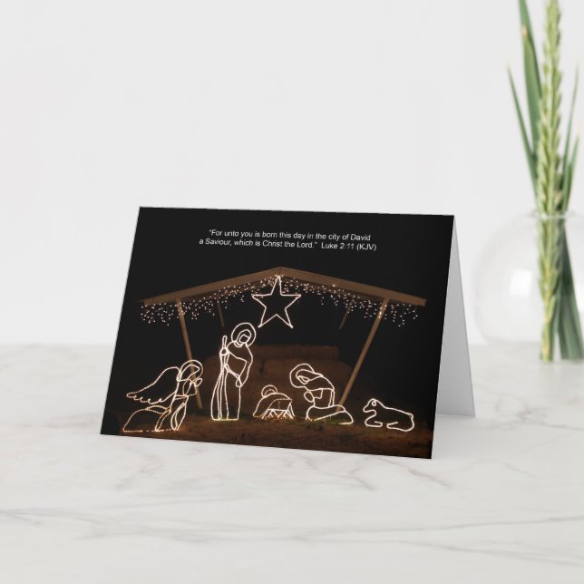 Manger Scene Religious Christian Christmas Card (Front)