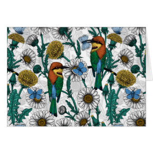 Mangeurs d'abeilles, papillons bleus et marguerite