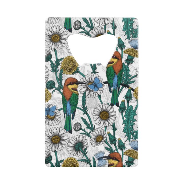 Mangeurs d'abeilles, papillons bleus et marguerite (Devant)