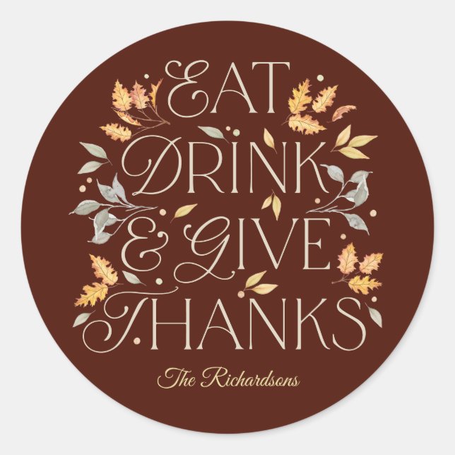 Mangez Boire Donnez Merci Stickers de la fête d'ac (Devant)