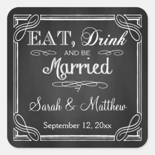 Mangez Boire et être marié Mariage Favor Stickers