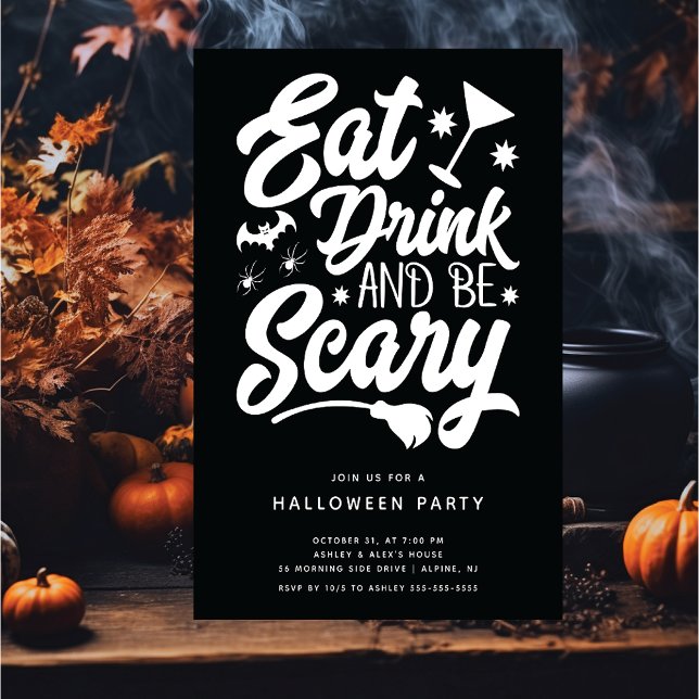 Mangez Boire Et Soyez Effrayant Invitation Hallowe (Créateur téléchargé)