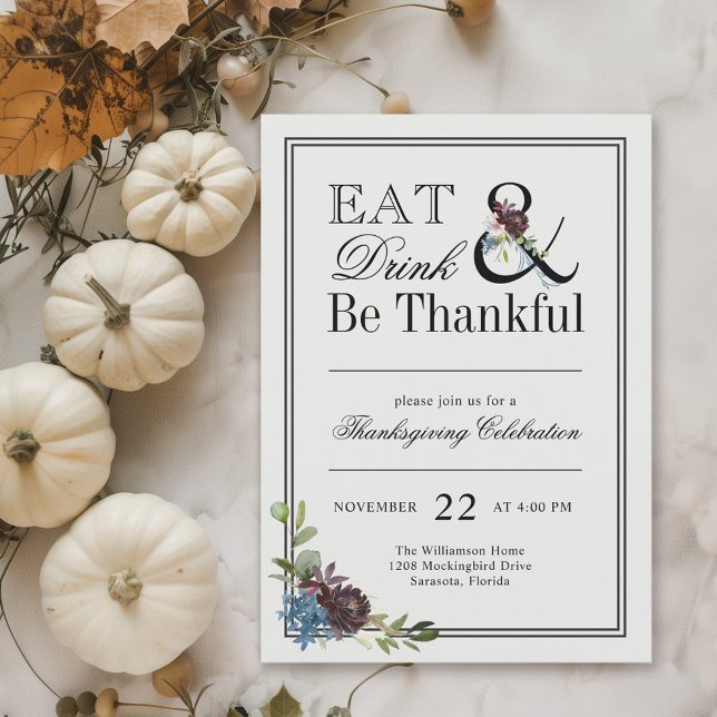 Mangez Boire et Soyez Gentils Invitation Thanksgiv (Available in both printed and instant download digital formats.)