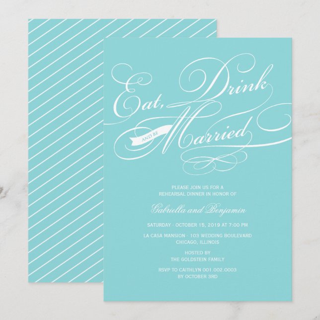 Mangez Boire Et Soyez Marié Invitation (Devant / Derrière)