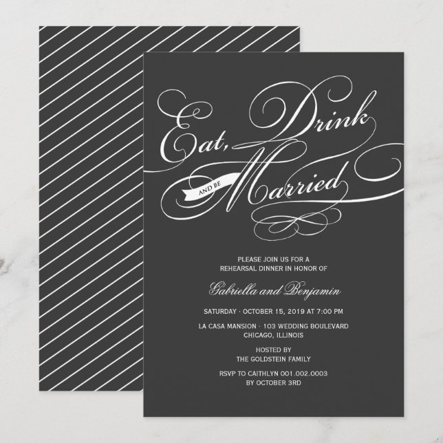Mangez Boire Et Soyez Marié Invitation (Devant / Derrière)