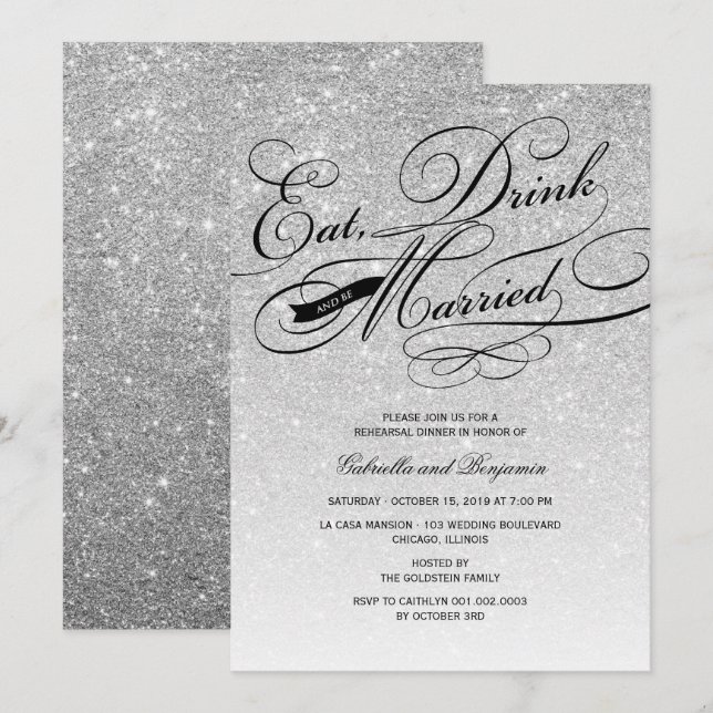 Mangez Boire Et Soyez Marié Invitation (Devant / Derrière)