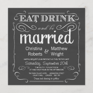 Mangez Boire être marié Chalkboard Faire-part de m