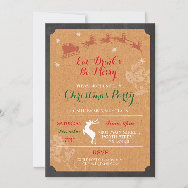 Mangez Boire & Soyez Joyeux Reindeer Invitation de (Devant)