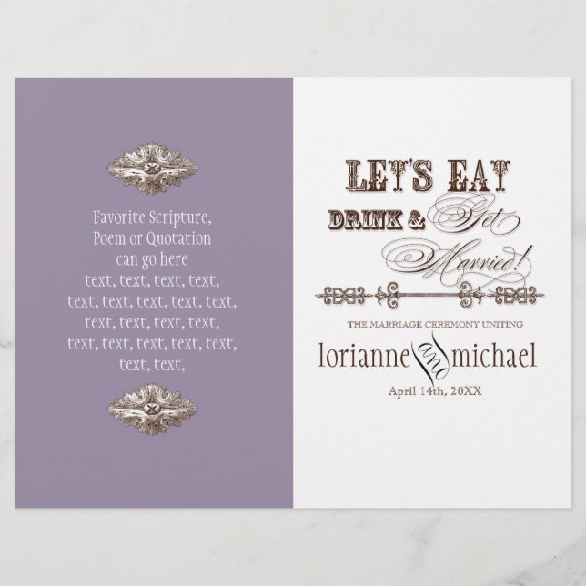 Mangez, Buvez et Mariez-vous, Programme de mariage (Devant)