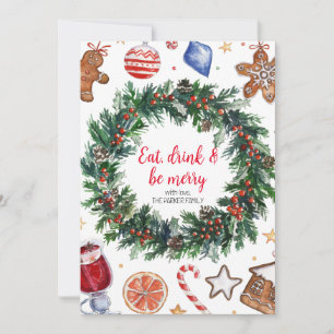 Mangez, buvez et soyez Joyeux Noël Carte de vacanc