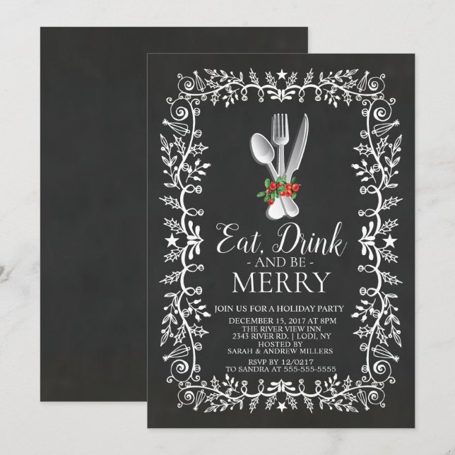 Mangez, buvez et soyez Joyeux Noël Invitation (Devant / Derrière)