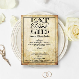 Mangez, buvez et soyez marié Menus de mariage vint