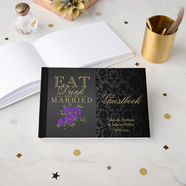 Mangez, buvez et soyez mariés Purple Livre d'or (Recto ouvert)
