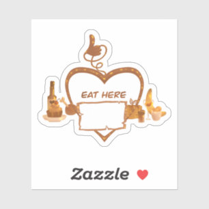 Mangez ici autocollant restaurant affaires savoure