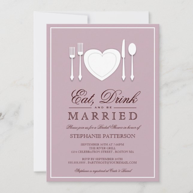 Mangez la boisson et soyez invitation mariée de (Devant)