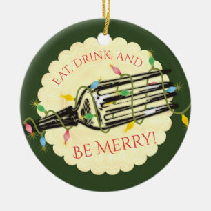 Mangez la boisson soit joyeux ornement de Noël de